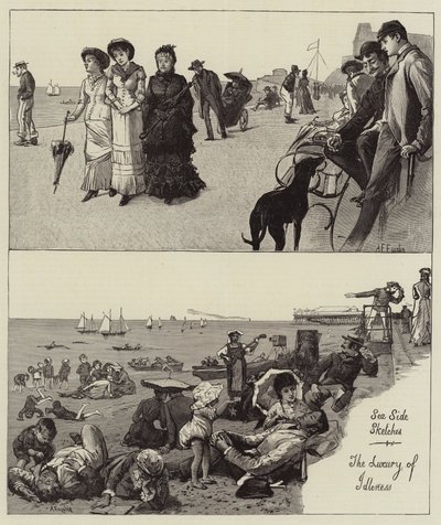 Søsideskitser, ledighedens luksus af Alfred Edward Emslie